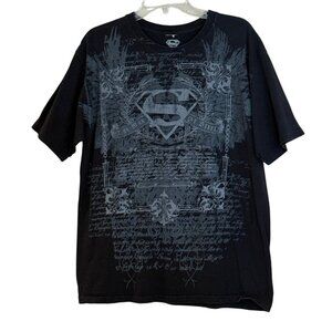 DC Comics Superman "Man of Steel" Short Sleeve Tee Shirt Black Size L